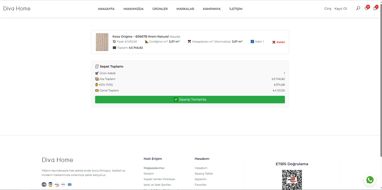 Diva Home E-Ticaret Altyapısı
